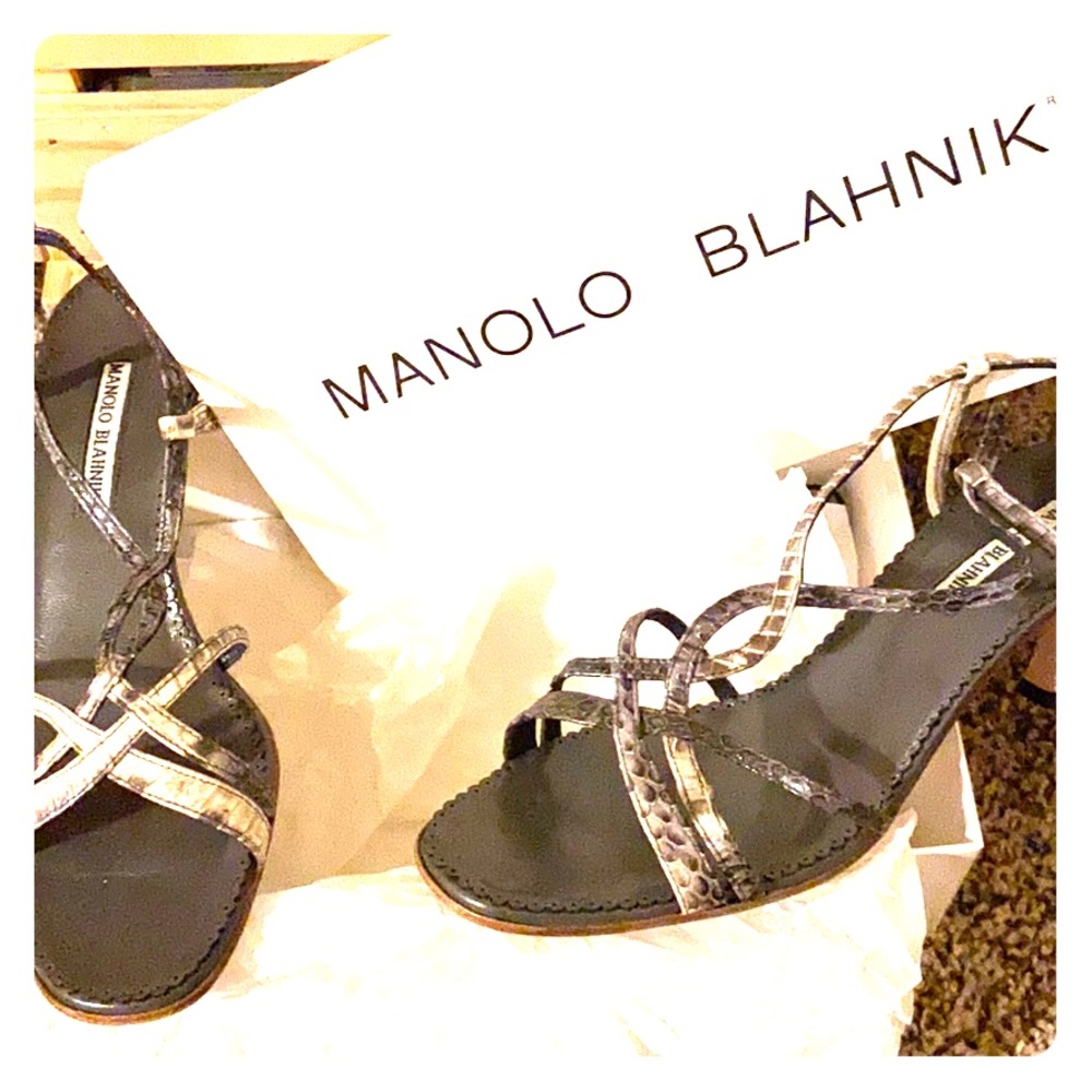 Manolo Blahnik Gray Snakeskin Heels